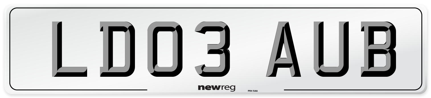 LD03 AUB Number Plate from New Reg